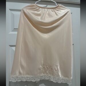 Dior Cream Satin Lace Hem Skirt